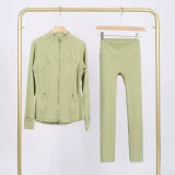 LU847860243134-1 9-inch pants set, gold zipper jacket, yoga suit