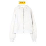 Full zip loose hoodie with loose short fit and plush hoodie