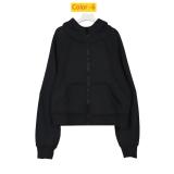 Full zip loose hoodie with loose short fit and plush hoodie