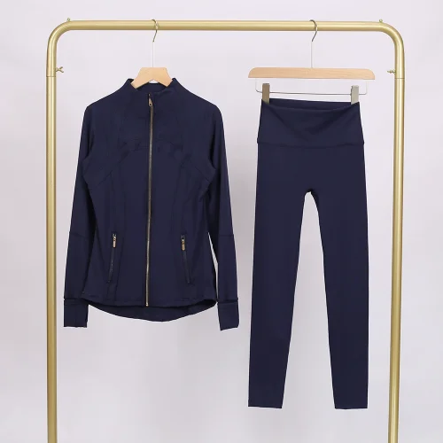 LU847860243134-1 9-inch pants set, gold zipper jacket, yoga suit