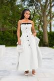 Sleeveless trench coat, single breasted wrap, double waistband, large swing skirt