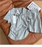 Minimally designed polo shirt anti glare short skirt two-piece set