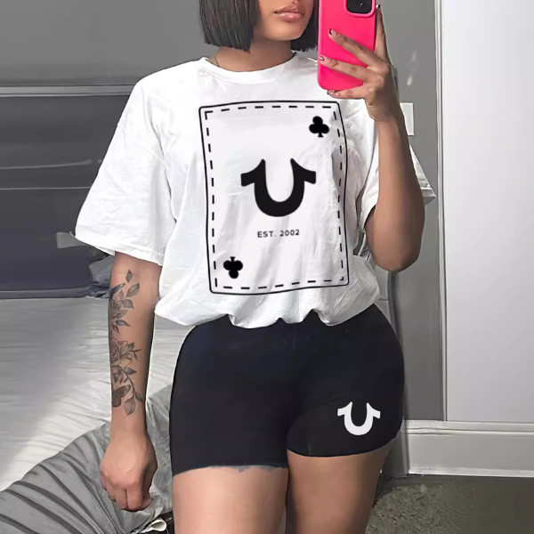 Letter printed loose short sleeved shirt