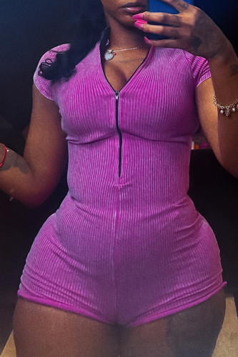 Zipper short sleeved yoga jumpsuit