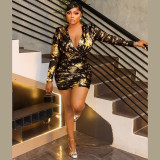Low cut swinging neck ice silk tight fitting hip hugging dress