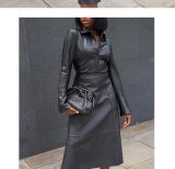 Women's top+skirt PU two-piece set