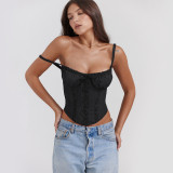 Lace patchwork strap camisole top