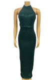 Diamond studded slim fit evening gown long dress