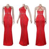 Hot stamping cross suspender floor mopping dress dress