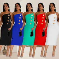 Strapless button decoration dress Strapless button decoration dress