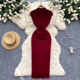 Wrinkled waist bag hip skirt long skirt