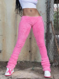 Plush stacked waist chain, hip hugging, tight flared pants