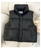 Loose cotton shoulder stand up collar cotton vest jacket