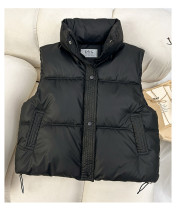 Loose cotton shoulder stand up collar cotton vest jacket