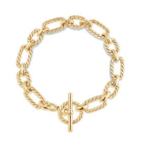 Minimal Metal Geometry Fried Dough Twists Chain Bracelet