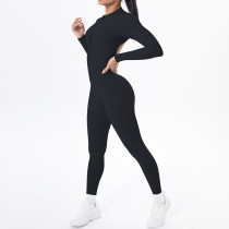 Zipper jumpsuit with hollowed out sports bodysuit NS949070234339