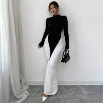 Color blocked semi high neck hip hugging dress Color blocked semi high neck hip hugging dress