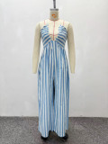 Striped Strapless V-neck Bodysuit