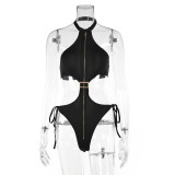 Hanging neck and waist hollow one-piece underwear