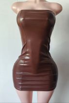 PU leather bag hip skirt