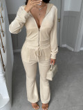Zipper jacket and pants set