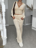 Zipper jacket and pants set