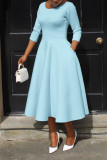 Solid color U-neck pocket oversized dress