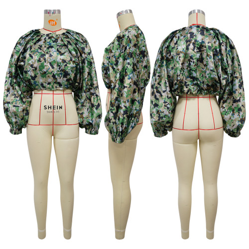 Bat sleeve zipper jacket short top