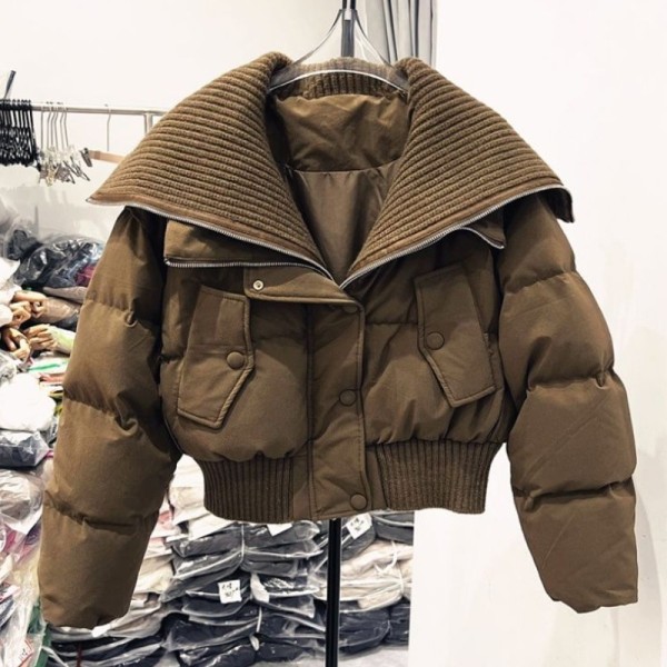 High waisted, big collar cotton jacket