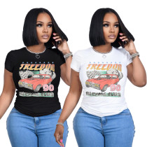FFJ2025  Women printing Tshirt