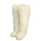 Thigh-high boots, wool over-the-knee fur-lined snow boots
