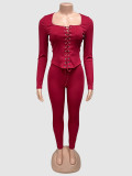 Braided Long Sleeve and Pants Two-Piece Set