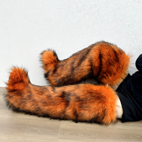 Thigh-high boots, wool over-the-knee fur-lined snow boots