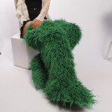Thigh-high boots, wool over-the-knee fur-lined snow boots