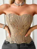 Irregular lace double-layer fitting bone printed shapewear
