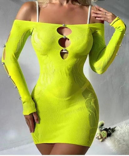 Sexy lingerie strapless lace up dress with hollow holes