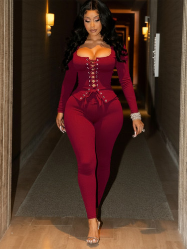 Braided Long Sleeve and Pants Two-Piece Set