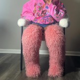 Thigh-high boots, wool over-the-knee fur-lined snow boots