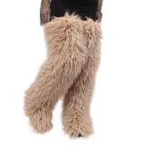 Thigh-high boots, wool over-the-knee fur-lined snow boots
