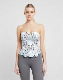 Irregular lace double-layer fitting bone printed shapewear