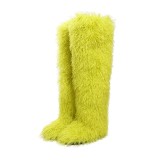 Thigh-high boots, wool over-the-knee fur-lined snow boots