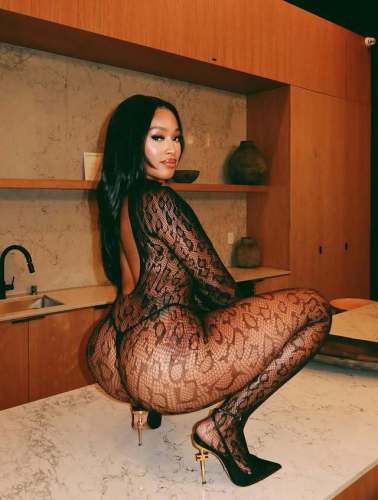 Leopard print high neck backless jumpsuit with mesh stockings