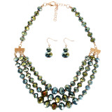 Crystal bead necklace, multi-layer short collarbone chain