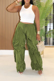 Flared Pants with Ruffles and Loose Fit