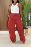 Flared Pants with Ruffles and Loose Fit