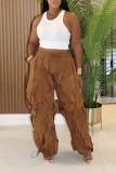 Flared Pants with Ruffles and Loose Fit