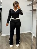 Color blocking patchwork lapel high waist set