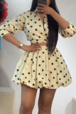 Two piece set of polka dot printed strap puffy skirt