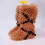 High end tied hairy boots with velvet rivets, fur snow boots