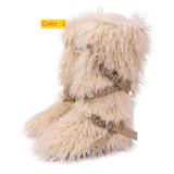 High end tied hairy boots with velvet rivets, fur snow boots